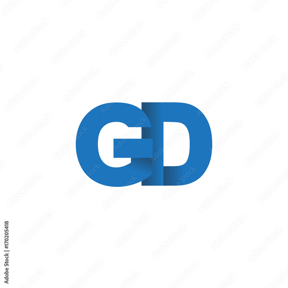 Initial letter logo GD, overlapping fold logo, blue color Initial letter logo GD, overlapping fold logo, blue color