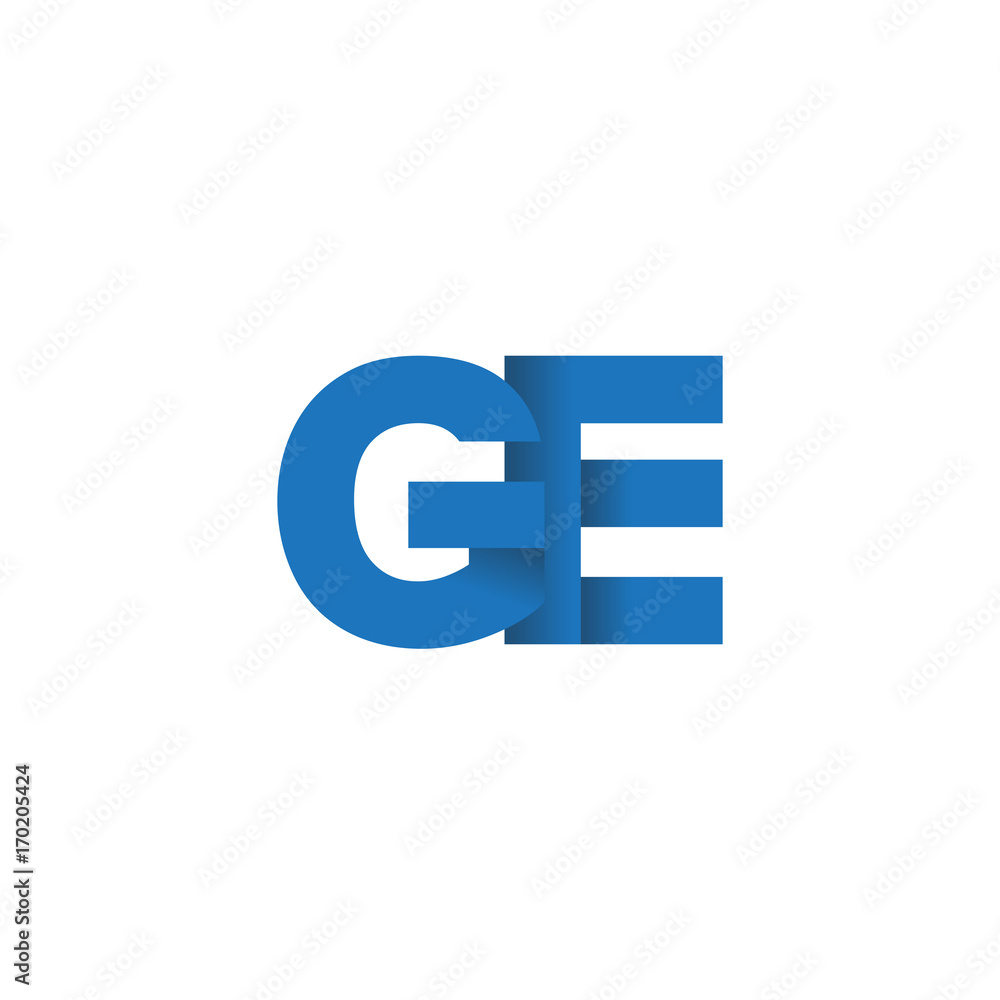 Initial letter logo GE, overlapping fold logo, blue color Initial letter logo GE, overlapping fold logo, blue color