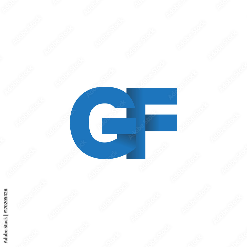 Initial letter logo GF, overlapping fold logo, blue color Initial letter logo GF, overlapping fold logo, blue color