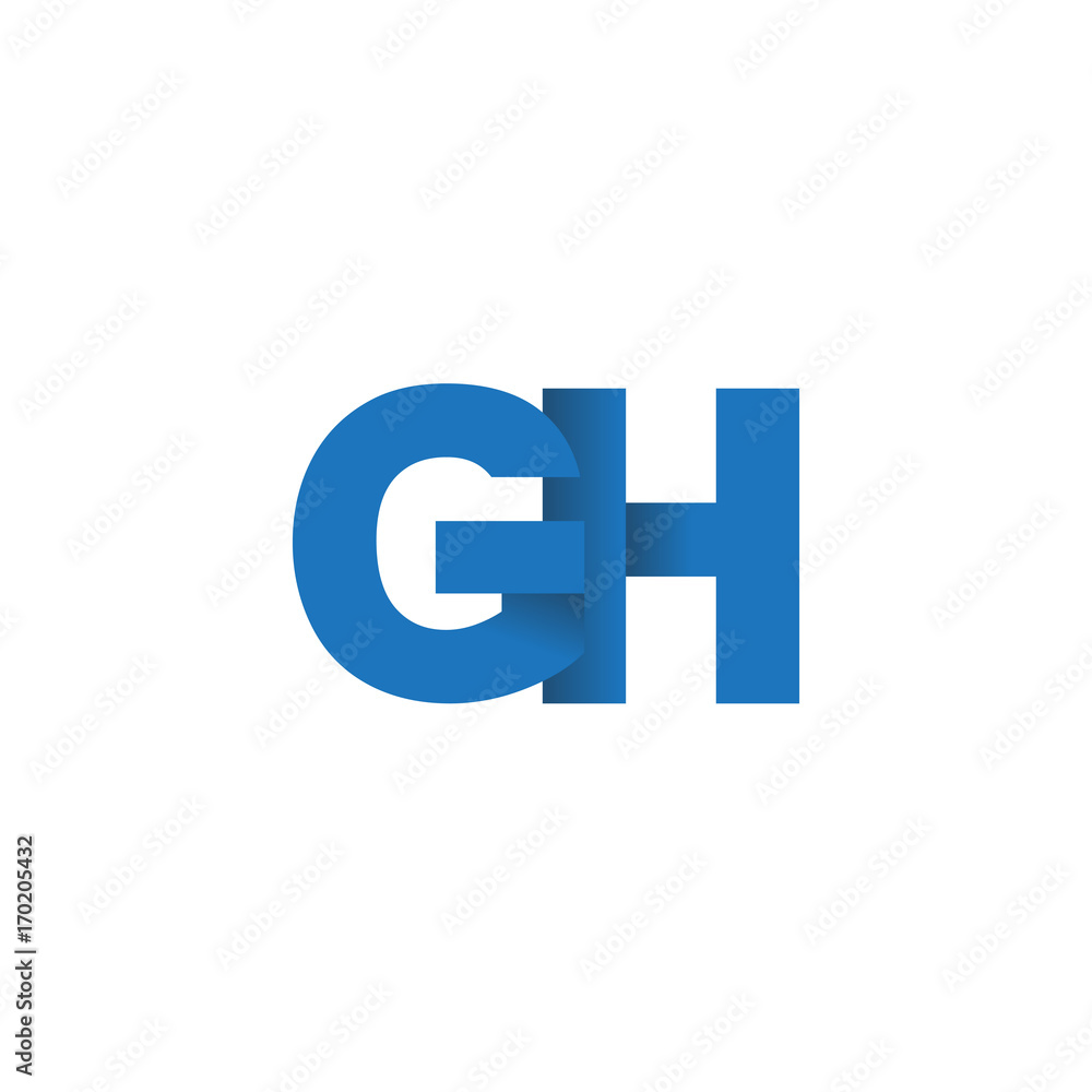 Initial letter logo GH, overlapping fold logo, blue color Initial letter logo GH, overlapping fold logo, blue color