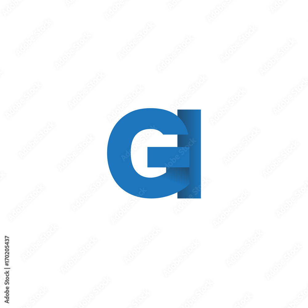 Initial letter logo GI, overlapping fold logo, blue color Initial letter logo GI, overlapping fold logo, blue color