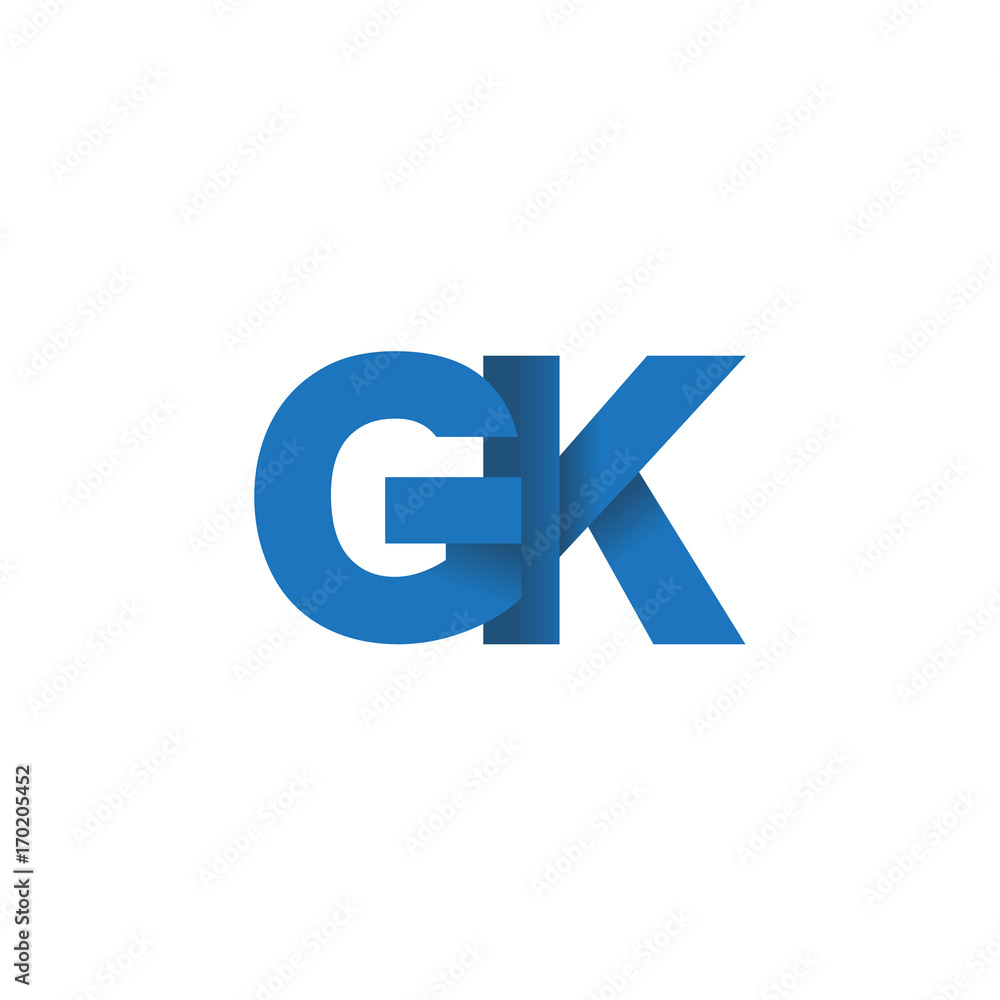 Initial letter logo GK, overlapping fold logo, blue color Initial letter logo GK, overlapping fold logo, blue color