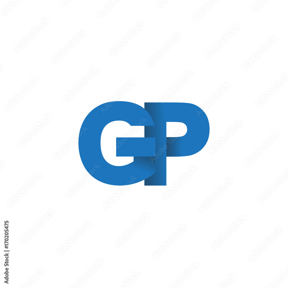 Initial letter logo GP, overlapping fold logo, blue color Initial letter logo GP, overlapping fold logo, blue color
