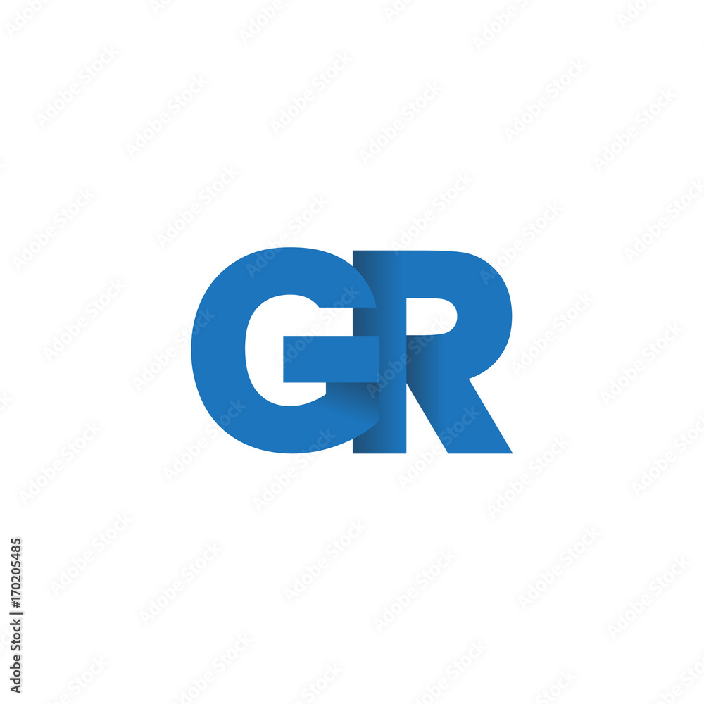 Initial letter logo GR, overlapping fold logo, blue color Initial letter logo GR, overlapping fold logo, blue color