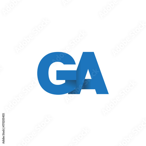 Initial letter logo GA, overlapping fold logo, blue color