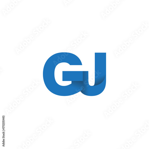 Initial letter logo GJ, overlapping fold logo, blue color