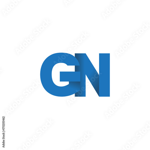 Initial letter logo GN, overlapping fold logo, blue color