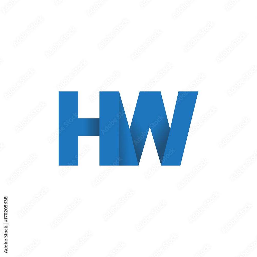 Fototapeta premium Initial letter logo HW, overlapping fold logo, blue color