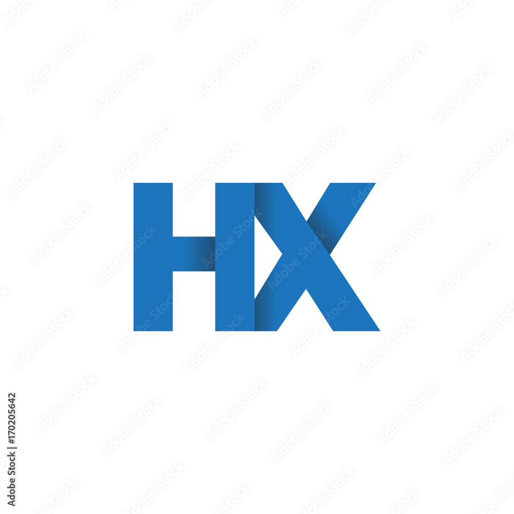 Initial letter logo HX, overlapping fold logo, blue color