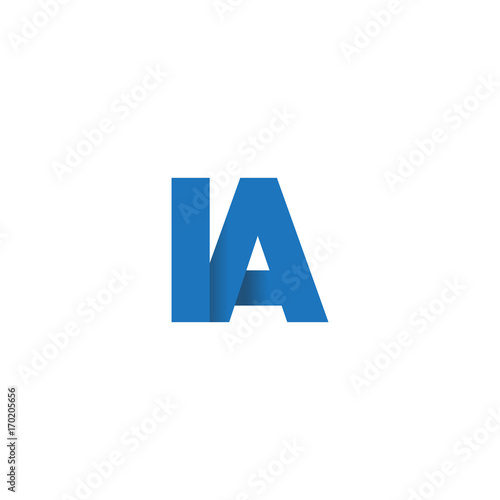 Initial letter logo IA, overlapping fold logo, blue color