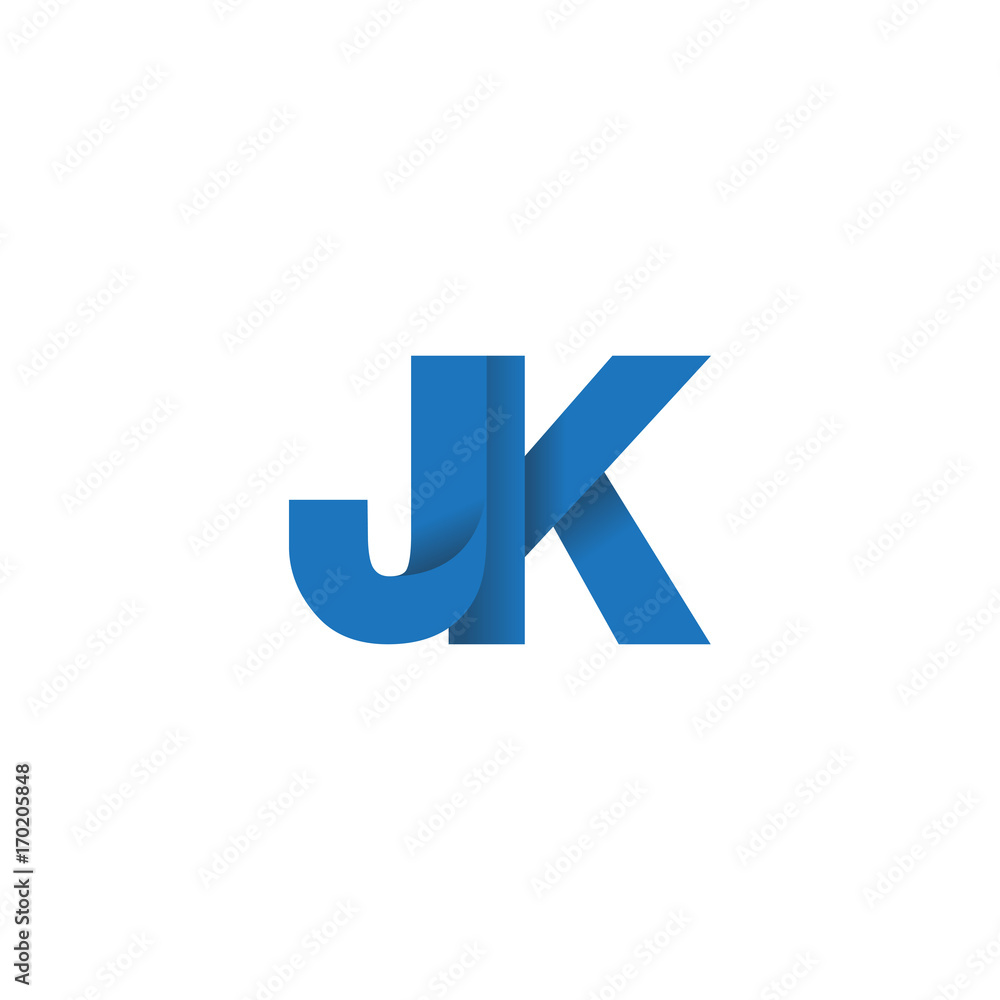 Initial letter logo JK, overlapping fold logo, blue color
Initial letter logo JK, overlapping fold logo, blue color