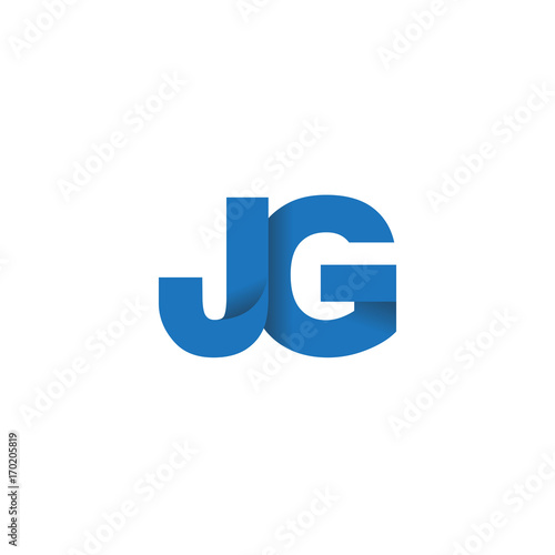 Initial letter logo JG, overlapping fold logo, blue color