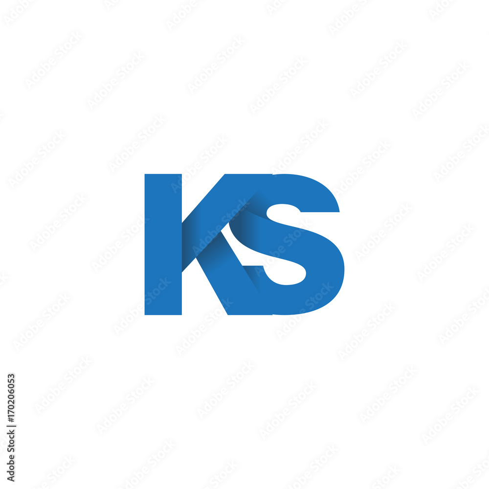 Initial letter logo KS, overlapping fold logo, blue color Initial letter logo KS, overlapping fold logo, blue color