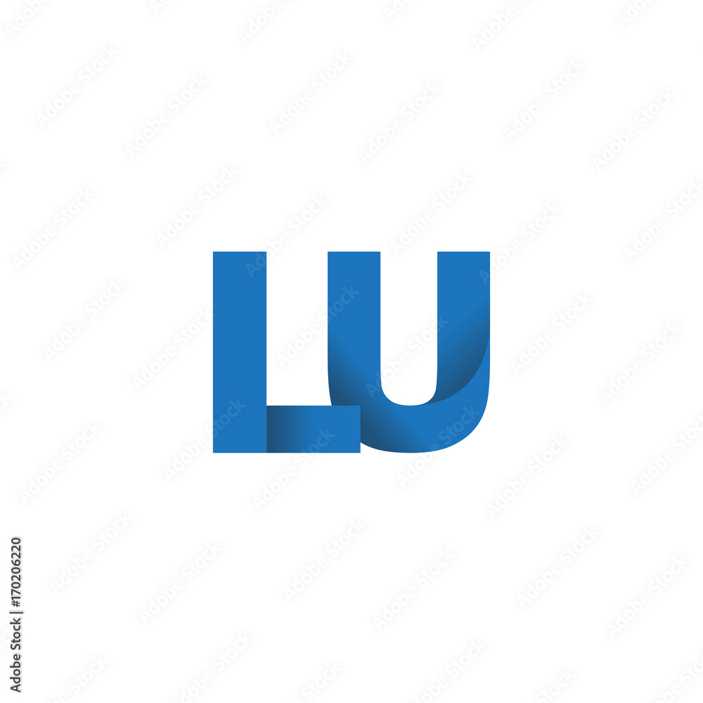 Initial letter logo LU, overlapping fold logo, blue color Initial letter logo LU, overlapping fold logo, blue color