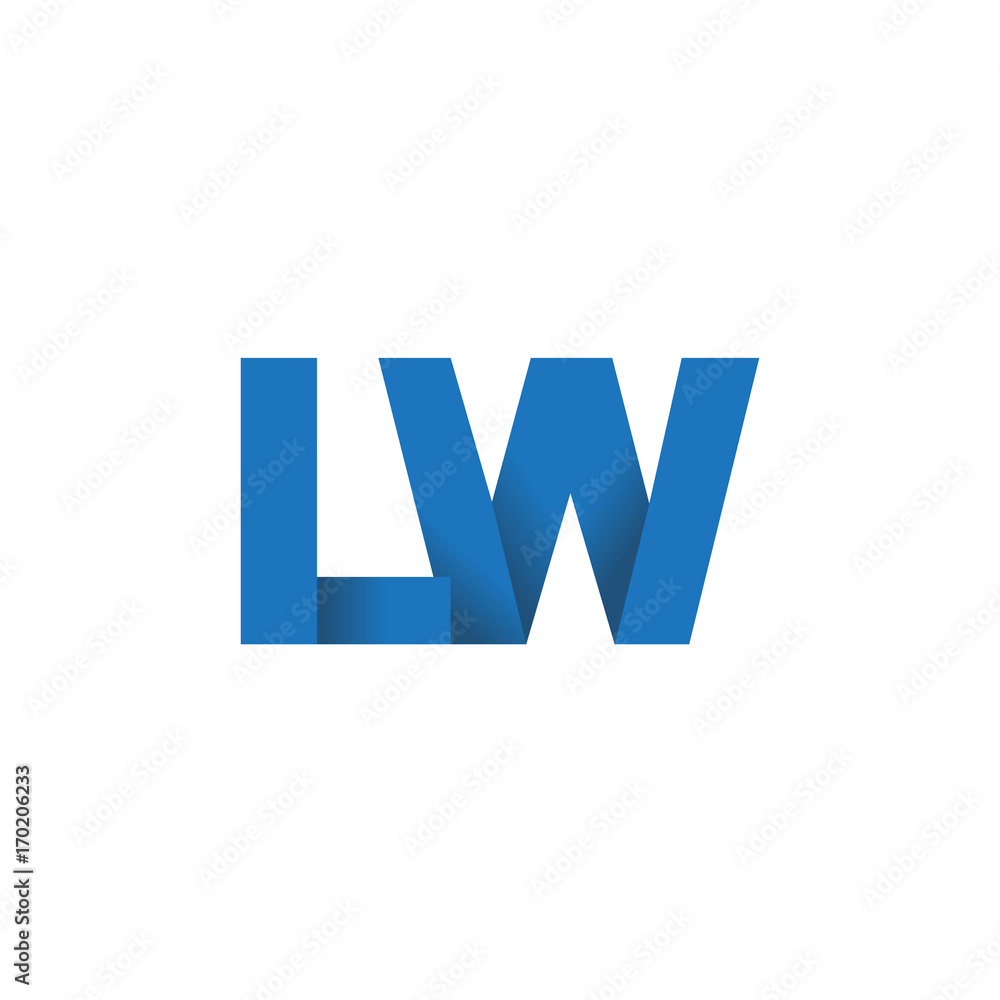 Obraz premium Initial letter logo LW, overlapping fold logo, blue color