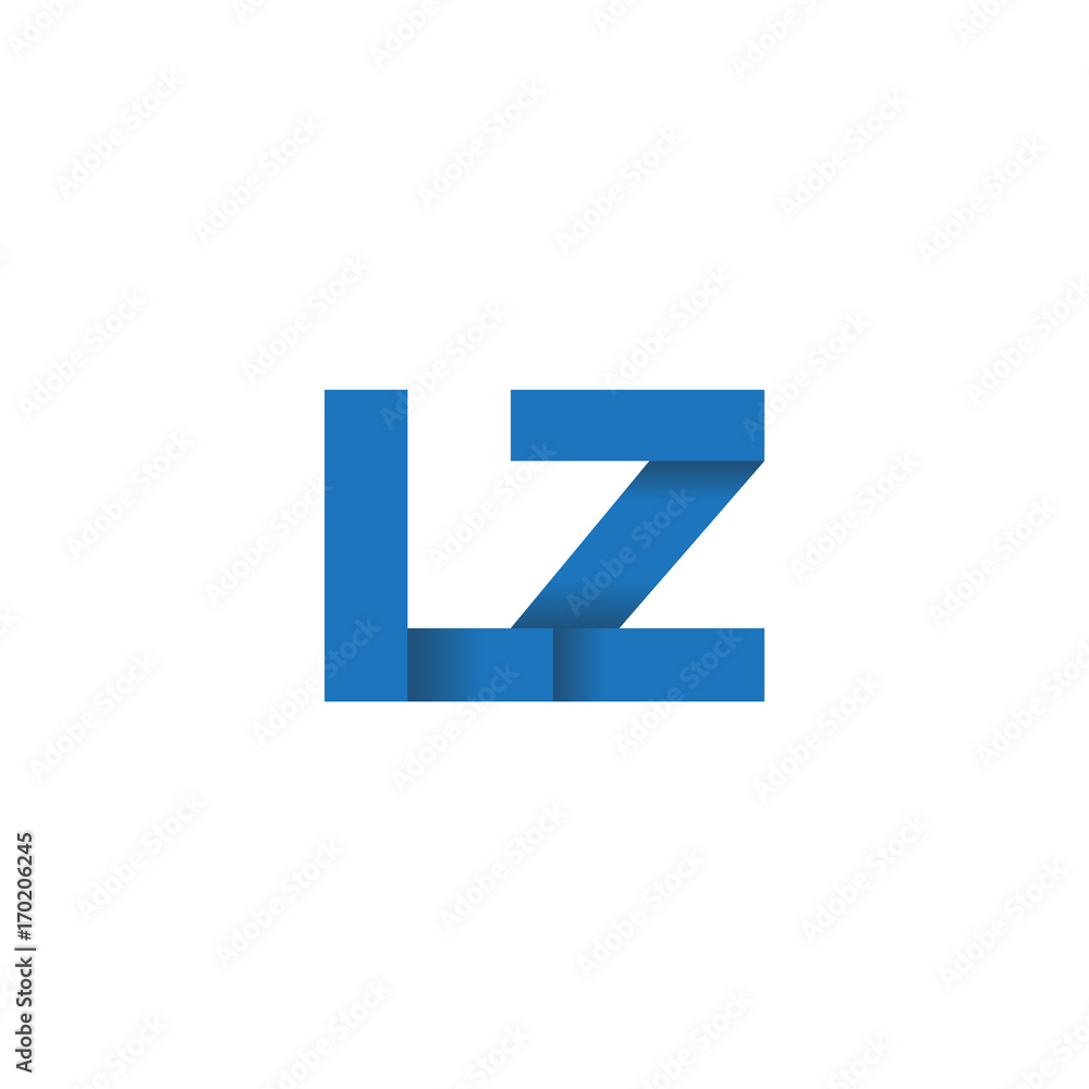 Initial letter logo LZ, overlapping fold logo, blue color Initial letter logo LZ, overlapping fold logo, blue color