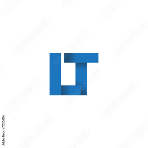 Initial letter logo LT, overlapping fold logo, blue color