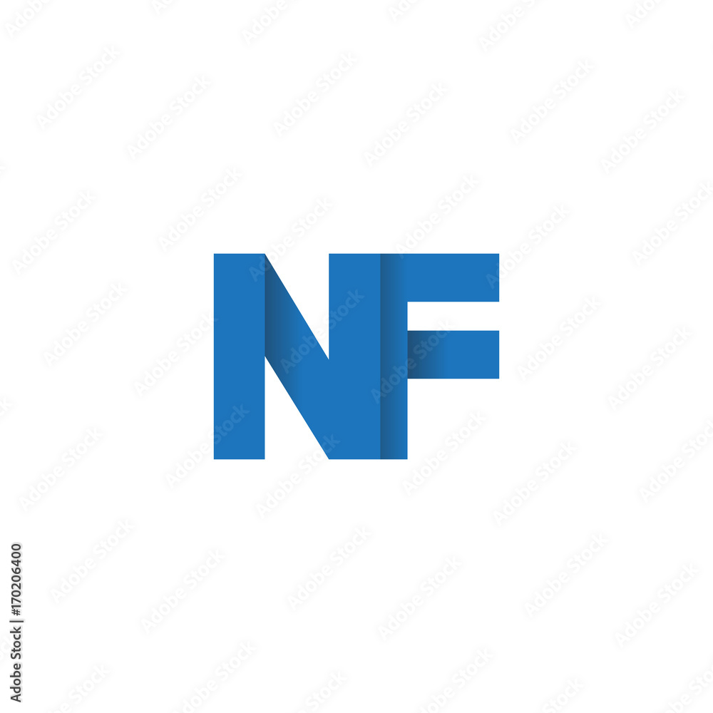 Initial letter logo NF, overlapping fold logo, blue color Initial letter logo NF, overlapping fold logo, blue color