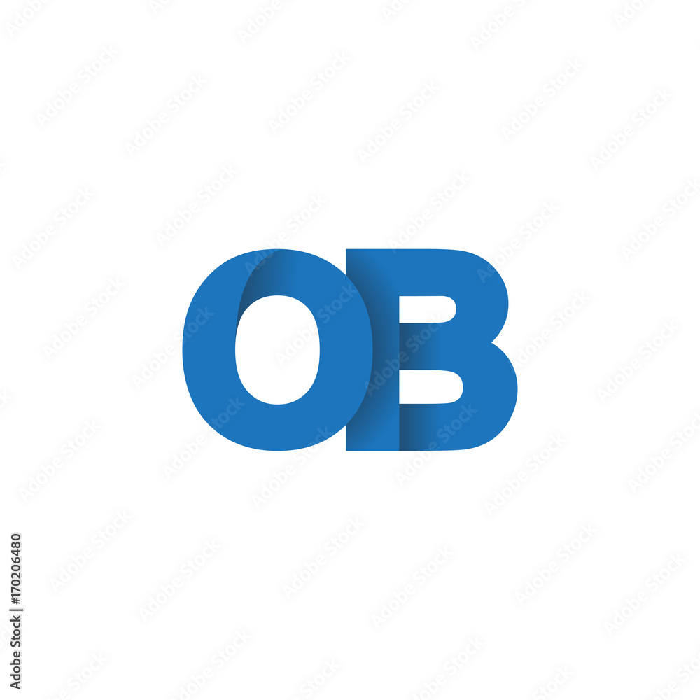 Initial letter logo OB, overlapping fold logo, blue color Initial letter logo OB, overlapping fold logo, blue color