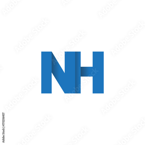 Free Download Initial letter logo NH, overlapping fold logo, blue color - GFXLoad