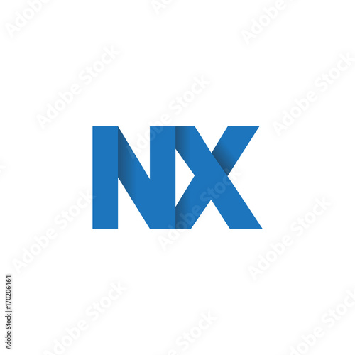 Initial letter logo NX, overlapping fold logo, blue color