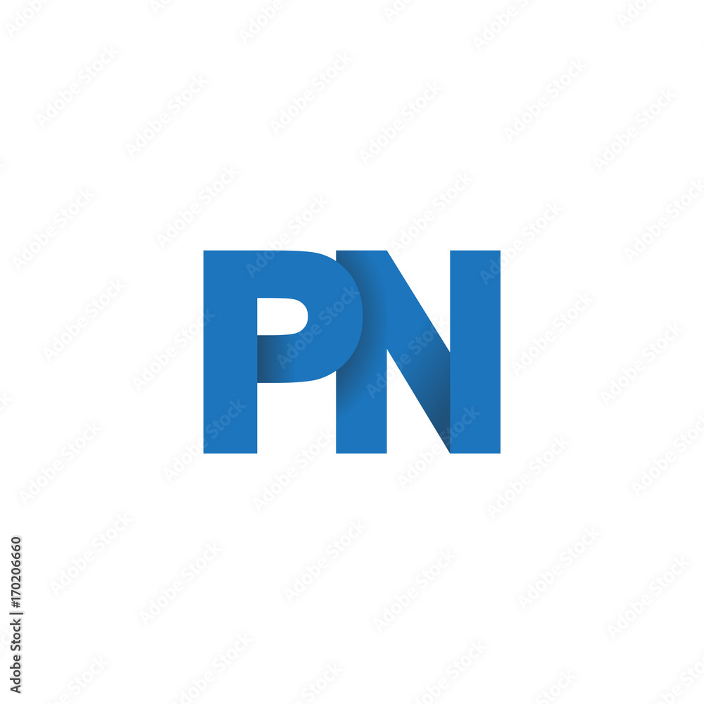 Initial letter logo PN, overlapping fold logo, blue color Initial letter logo PN, overlapping fold logo, blue color
