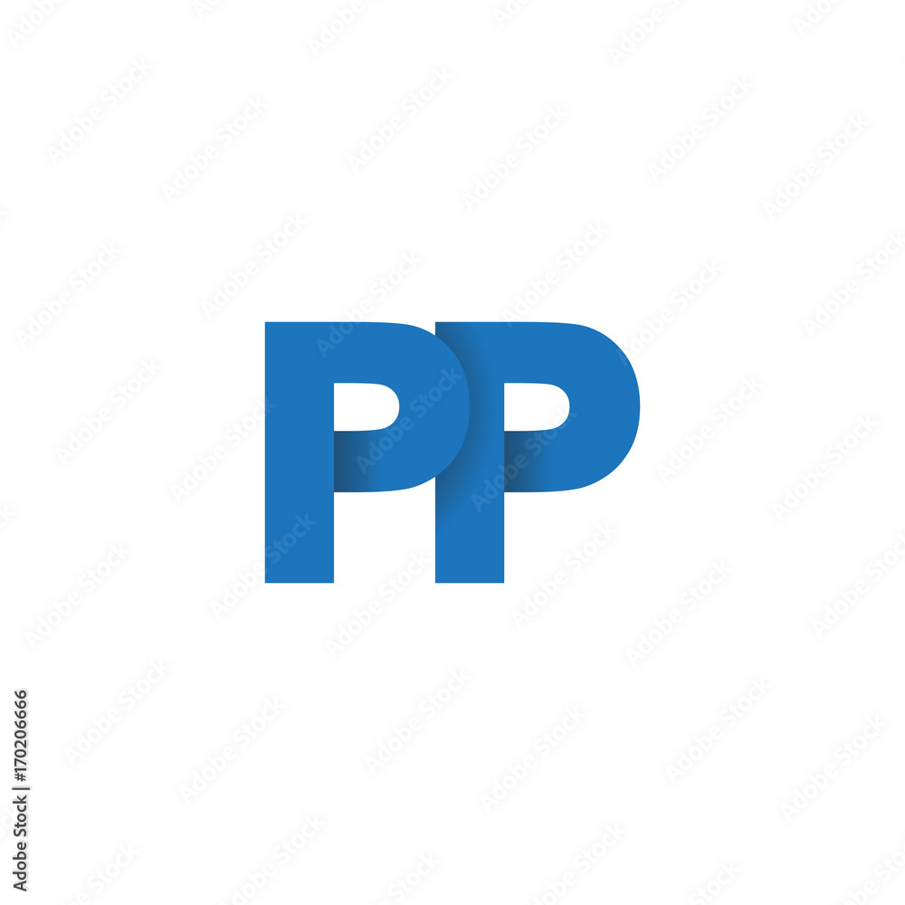 Initial letter logo PP, overlapping fold logo, blue color