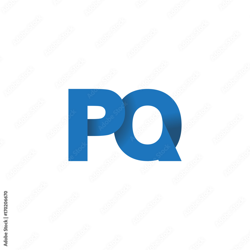 Initial letter logo PQ, overlapping fold logo, blue color Initial letter logo PQ, overlapping fold logo, blue color