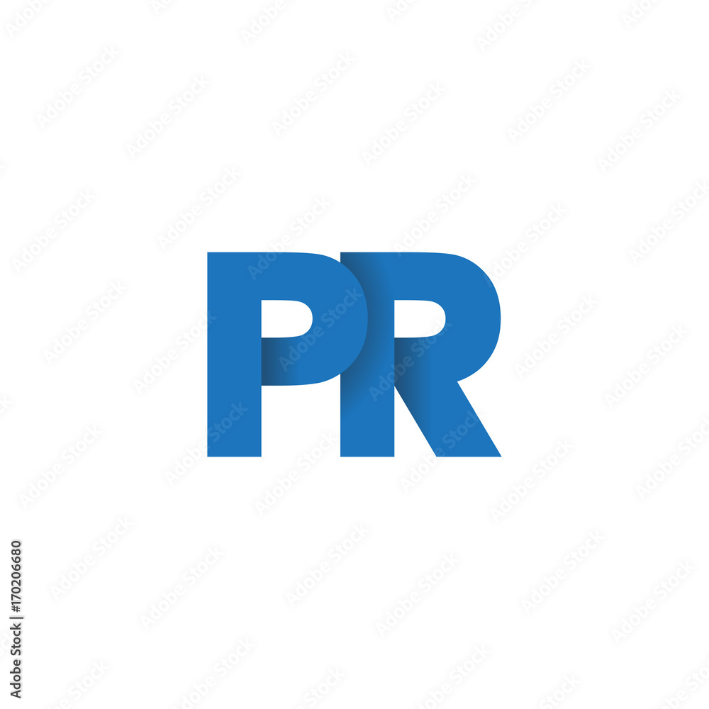 Initial letter logo PR, overlapping fold logo, blue color Initial letter logo PR, overlapping fold logo, blue color
