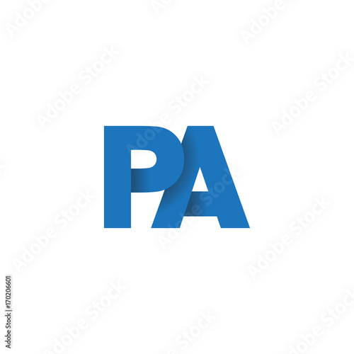Initial letter logo PA, overlapping fold logo, blue color

