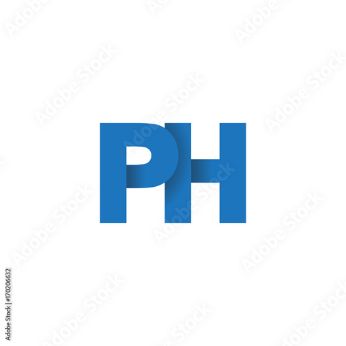 Initial letter logo PH, overlapping fold logo, blue color

