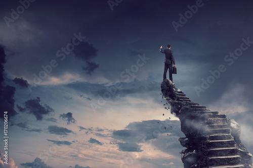 Photography Concept of success and achieving your goal . Mixed media