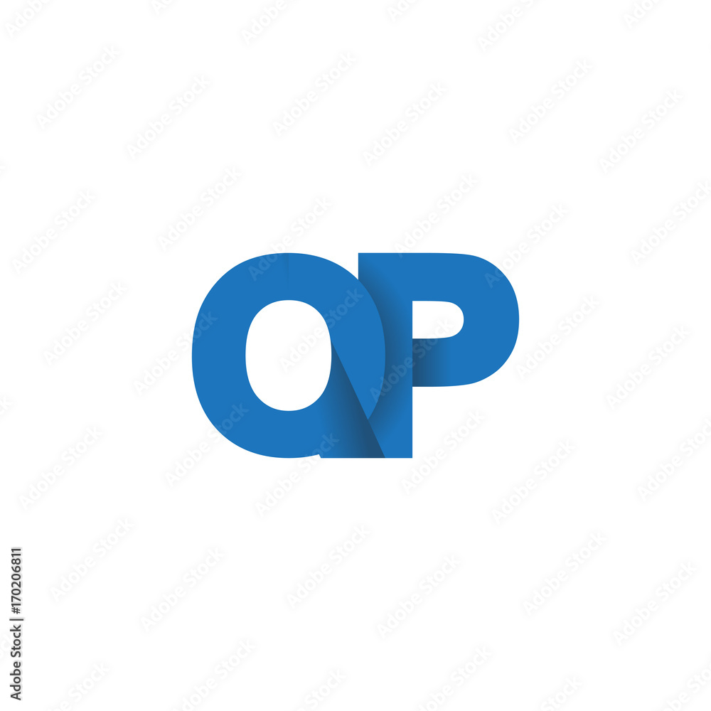 Initial letter logo QP, overlapping fold logo, blue color Initial letter logo QP, overlapping fold logo, blue color