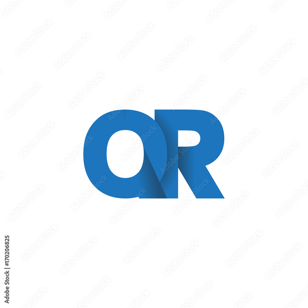 Initial letter logo QR, overlapping fold logo, blue color Initial letter logo QR, overlapping fold logo, blue color