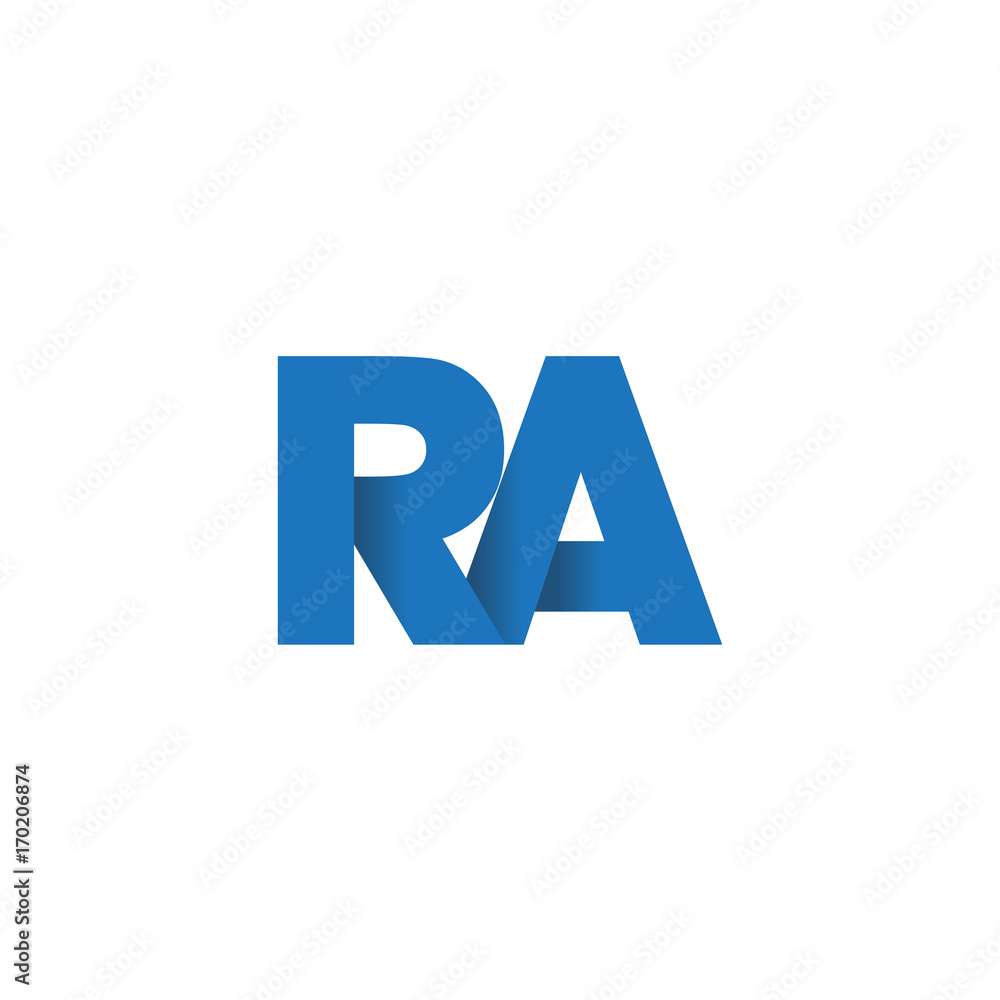 Initial letter logo RA, overlapping fold logo, blue color Initial letter logo RA, overlapping fold logo, blue color