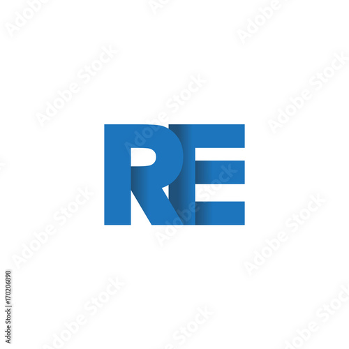 Initial letter logo RE, overlapping fold logo, blue color © ariefpro