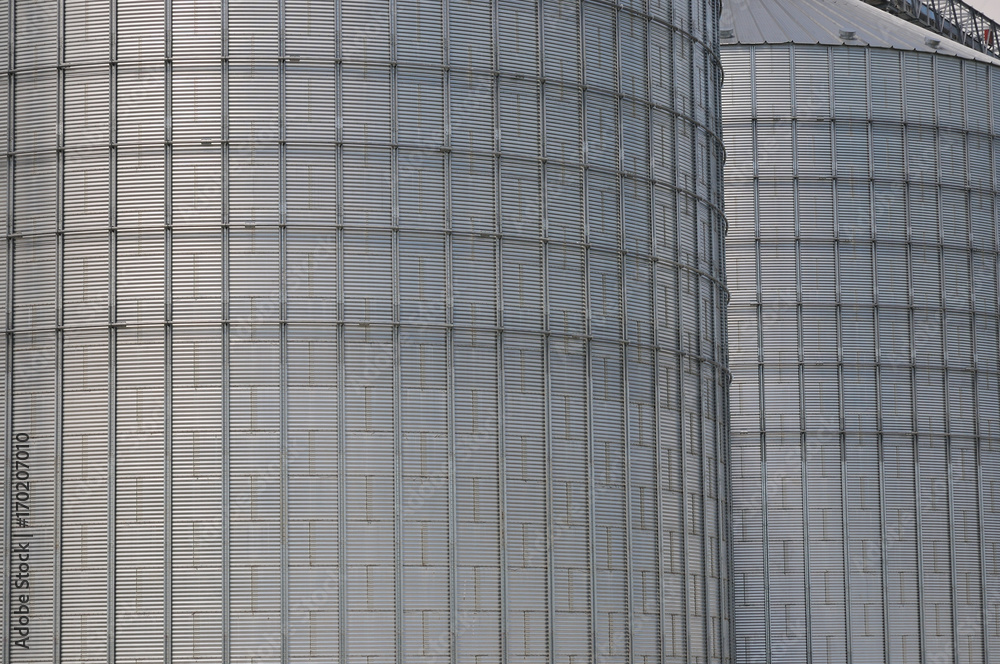 Modern silos for storing grain harvest. Modern silos for storing grain harvest.