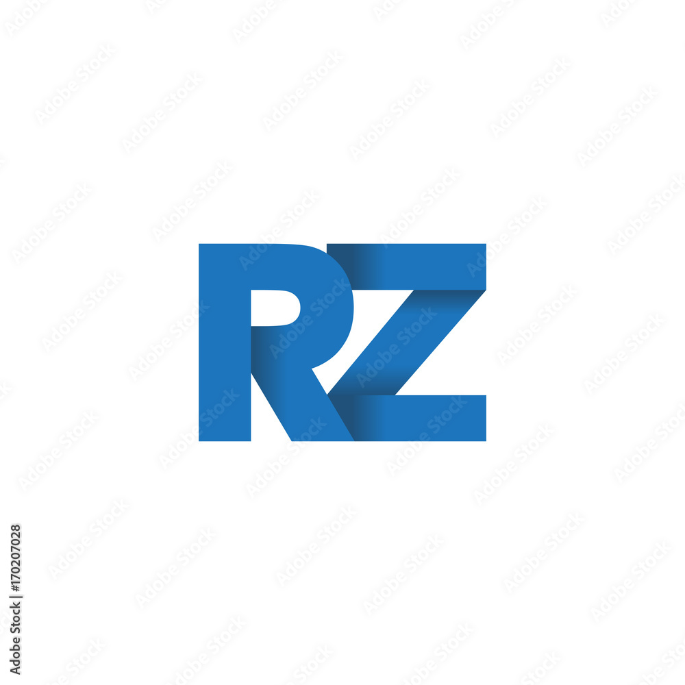 Initial letter logo RZ, overlapping fold logo, blue color Initial letter logo RZ, overlapping fold logo, blue color