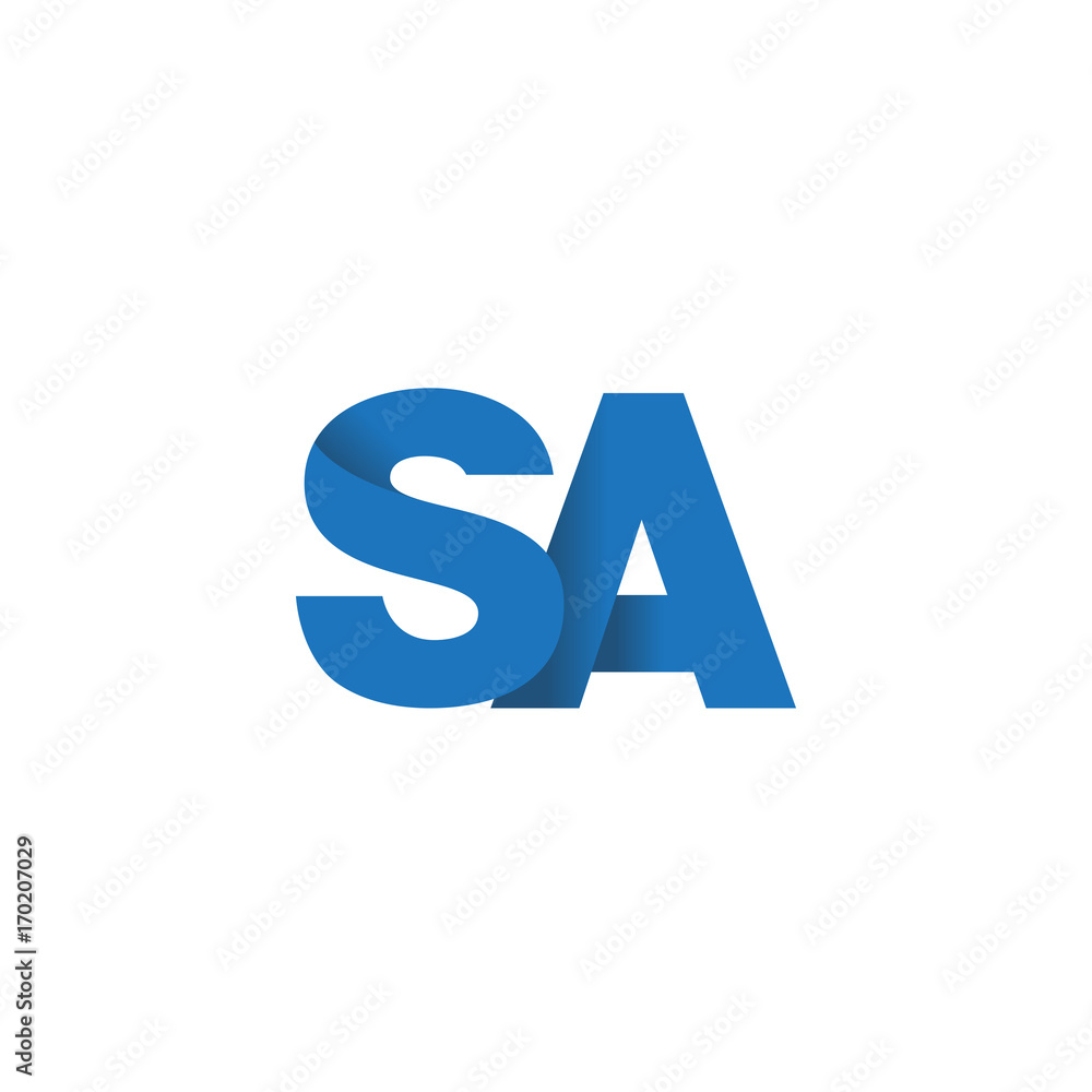 Initial letter logo SA, overlapping fold logo, blue color Initial letter logo SA, overlapping fold logo, blue color