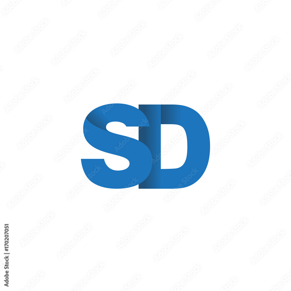 Initial letter logo SD, overlapping fold logo, blue color Initial letter logo SD, overlapping fold logo, blue color