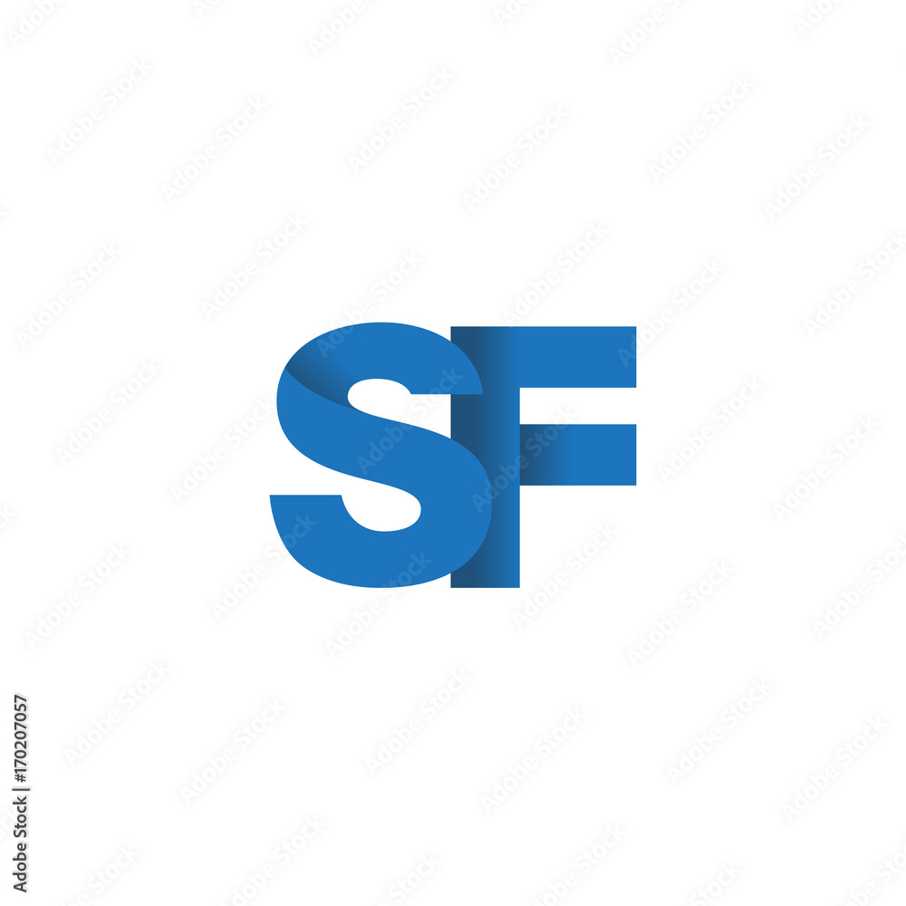 Initial letter logo SF, overlapping fold logo, blue color Initial letter logo SF, overlapping fold logo, blue color