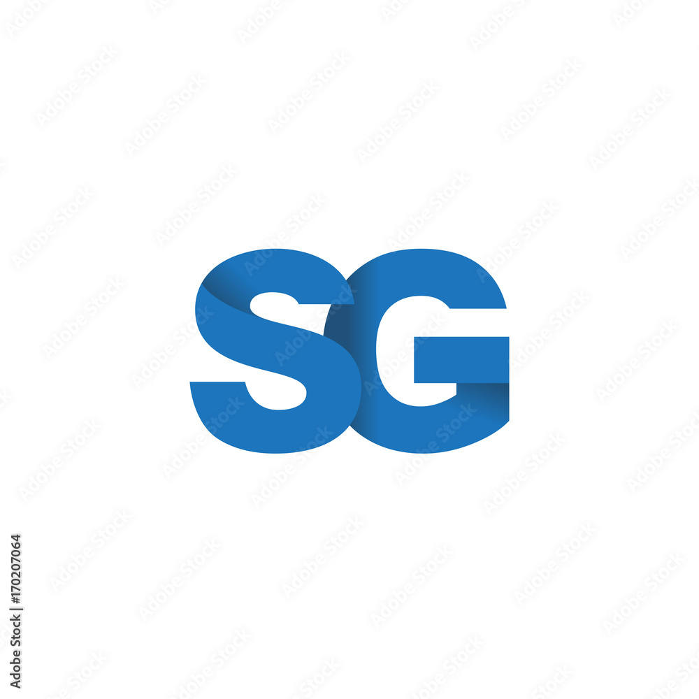 Initial letter logo SG, overlapping fold logo, blue color Initial letter logo SG, overlapping fold logo, blue color