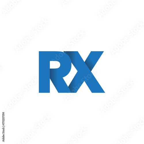 Initial letter logo RX, overlapping fold logo, blue color