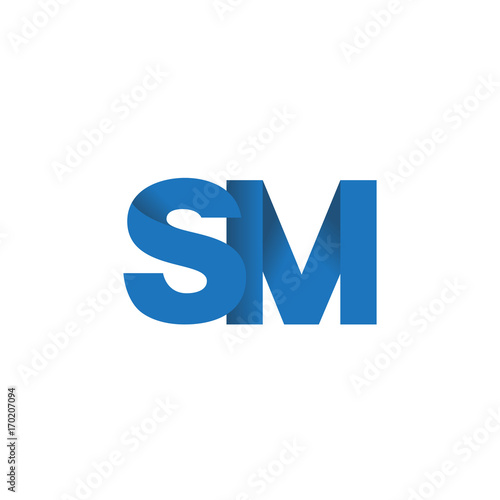 Initial letter logo SM, overlapping fold logo, blue color