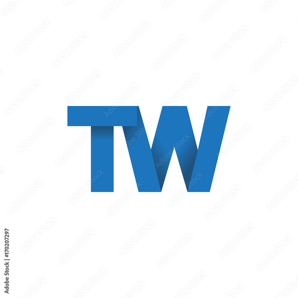 Initial letter logo TW, overlapping fold logo, blue color
Initial letter logo TW, overlapping fold logo, blue color