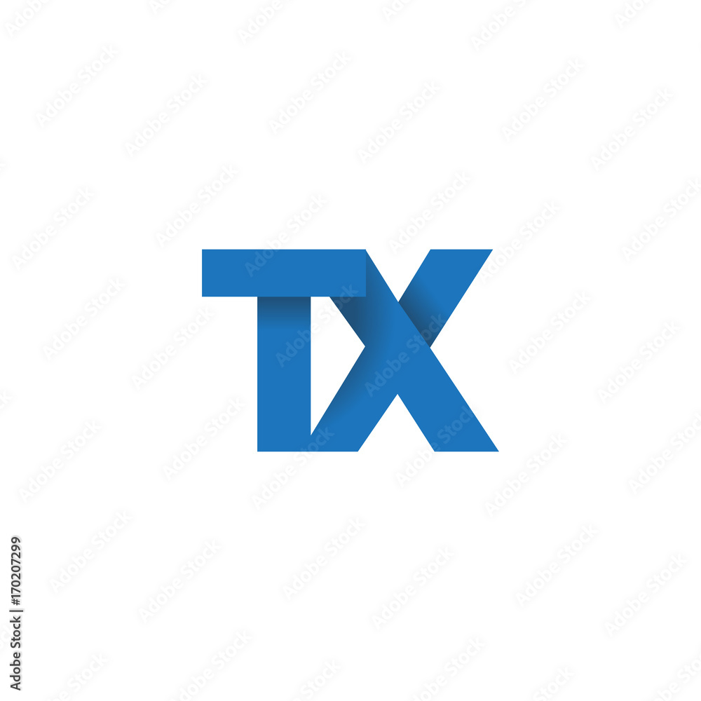 Initial letter logo TX, overlapping fold logo, blue color
Initial letter logo TX, overlapping fold logo, blue color