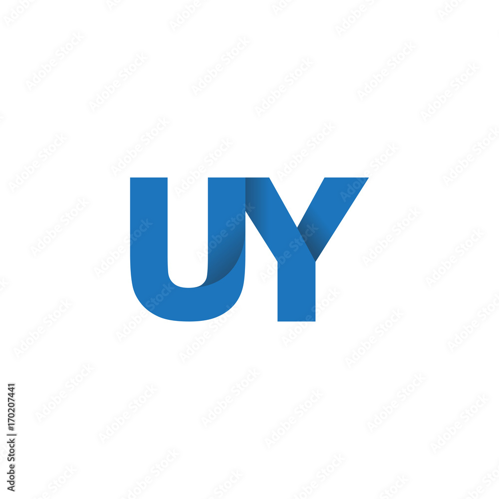 Initial letter logo UY, overlapping fold logo, blue color Initial letter logo UY, overlapping fold logo, blue color