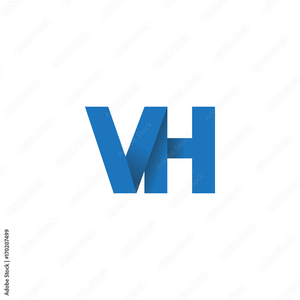 Initial letter logo VH, overlapping fold logo, blue color Initial letter logo VH, overlapping fold logo, blue color