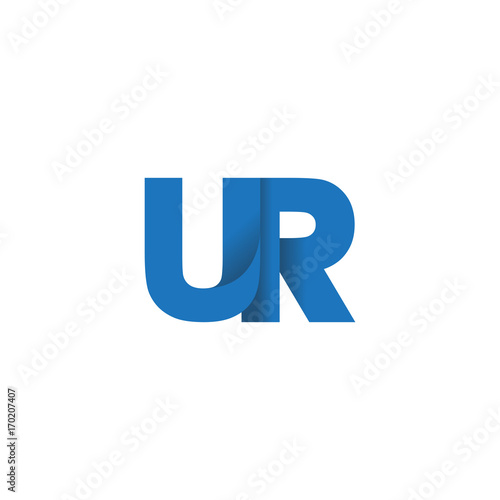 Free Download Initial letter logo UR, overlapping fold logo, blue color - GFXLoad