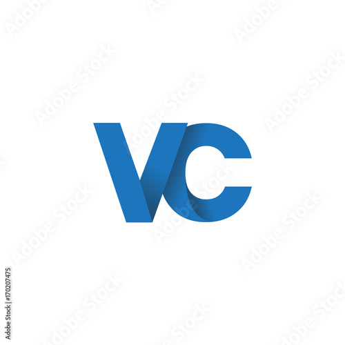 Initial letter logo VC, overlapping fold logo, blue color